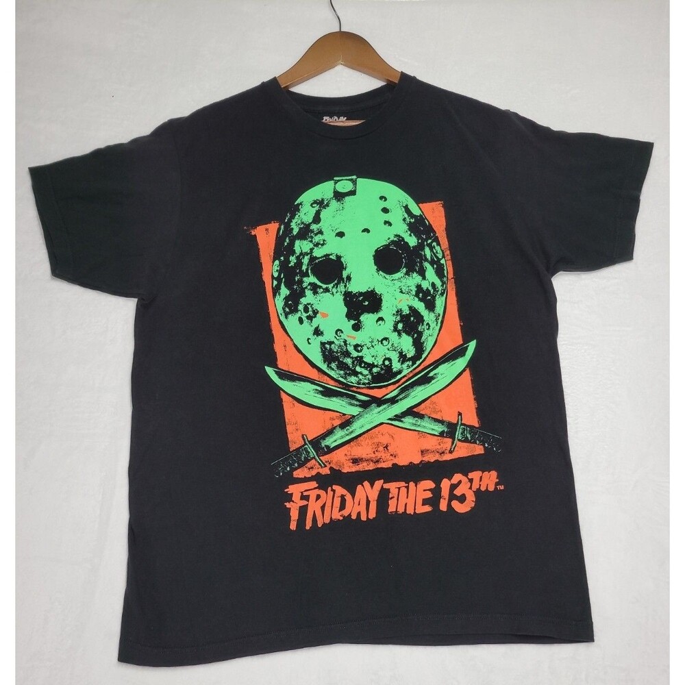 Friday The 13th Shirt Mens L Large Black Graphic Tee Jason Voorhees Mask 2022